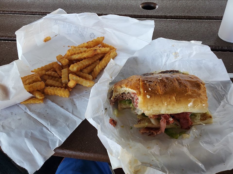 Pastrami Burger and Fries